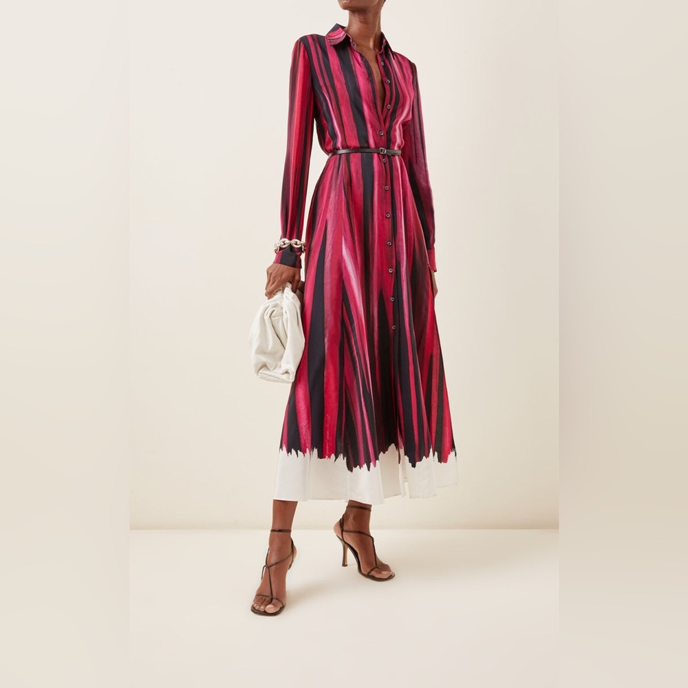 Altuzarra Judina Striped Silk Midi Shirt Dress